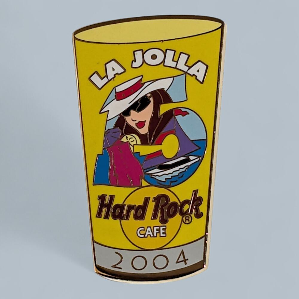 Hard Rock Pin 2004 La Jolla California Beer Pint Glass Sailboat Tropical Drink